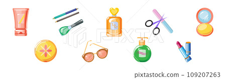 Female Grooming Object and Beauty Accessory Vector Set Female Grooming Object and Beauty Accessory Vector Set 109207263