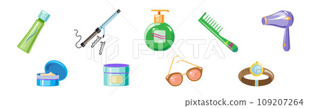 Female Grooming Object and Beauty Accessory Vector Set 109207264