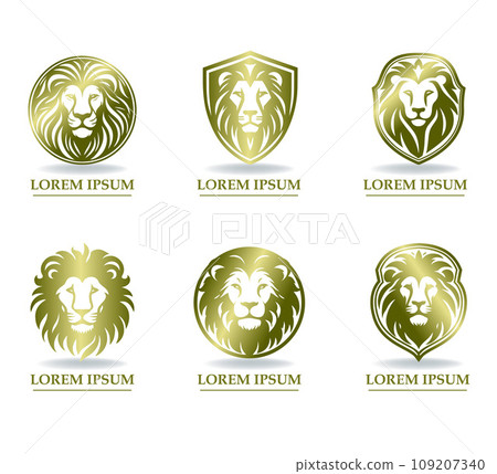Lions with a golden mane emblems. 109207340