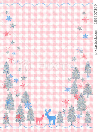 Reindeer and Christmas tree (pink check blue vertical) 109207399