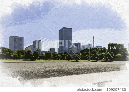 Watercolor style Tokyo Hibiya Imperial Palace Gaien and Hibiya Buildings Chiyoda Ward, Tokyo Watercolor style Tokyo Hibiya Imperial Palace Gaien and Hibiya Buildings Chiyoda Ward, Tokyo 109207480