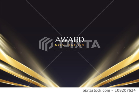 Luxury and Elegant Blue and Gold Background with Golden Light and Paper Cut Style. Can be Used for Award, Banner, Card, Nomination, Ceremony, Formal Invitation or Certificate Design 109207624