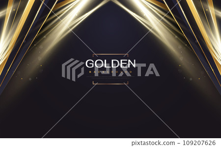 Luxury and Elegant Blue and Gold Background with Golden Light and Paper Cut Style. Can be Used for Award, Banner, Card, Nomination, Ceremony, Formal Invitation or Certificate Design 109207626
