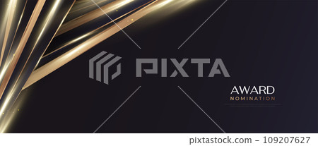 Luxury and Elegant Blue and Gold Background with Golden Light and Paper Cut Style. Can be Used for Award, Banner, Card, Nomination, Ceremony, Formal Invitation or Certificate Design 109207627