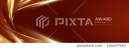 Luxury and Elegant Red and Gold Background with Golden Light and Paper Cut Style. Can be Used for Award, Banner, Card, Nomination, Ceremony, Formal Invitation or Certificate Design 109207642