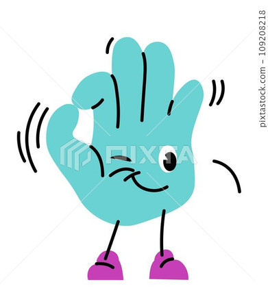 Hand cartoon character showing okay gesture vector Hand cartoon character showing okay gesture vector 109208218