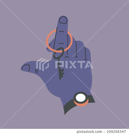 Hand with watch holding key from property vector Hand with watch holding key from property vector 109208347