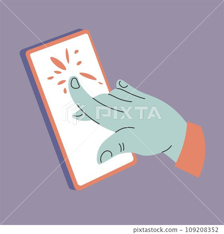 Hand browsing on tablet, drawing in application 109208352
