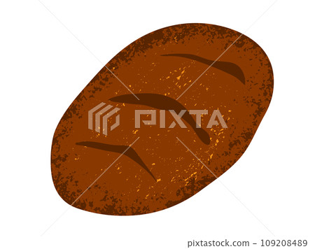Rye bread loaf isolated on a white background. Vector illustration. Top view 109208489