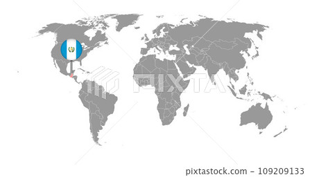 Pin map with Guatemala flag on world map. Vector illustration. 109209133