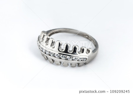Silver minimalism diamond ring isolated on white background 109209245