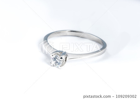 Silver diamond ring isolated on white background. Silver jewelry fashion ring Silver diamond ring isolated on white background. Silver jewelry fashion ring 109209302