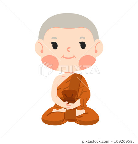 monk with orange robe sitting in the lotus pose monk with orange robe sitting in the lotus pose 109209583