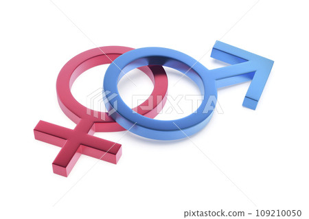Metal red female and blue male gender symbols 109210050