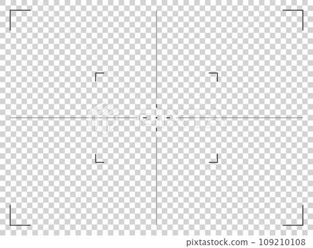 Camera frame viewfinder grid with cross target. Video camera recorder digital display screen. Vector camera frame with transparent background. Camera frame viewfinder grid with cross target. Video camera recorder digital display screen. Vector camera frame with transparent background. 109210108