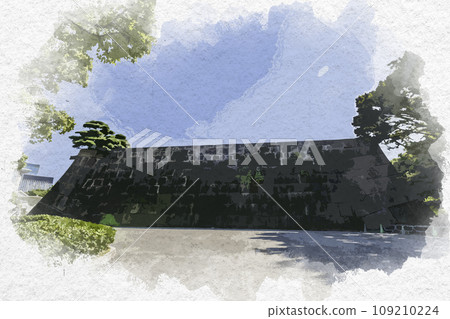 水彩風格,東京北之丸公園,江戶城堡,城堡塔樓,東京千代田區 水彩風格,東京北之丸公園,江戶城堡,城堡塔樓,東京千代田區 109210224