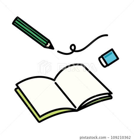 鉛筆、橡皮擦和筆記本的簡單插圖 109210362