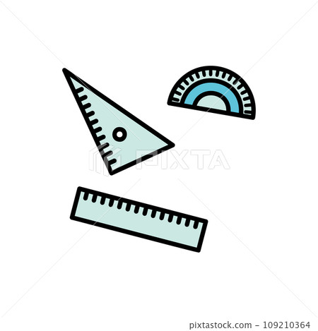 尺、三角尺和量角器的插圖集 尺、三角尺和量角器的插圖集 109210364