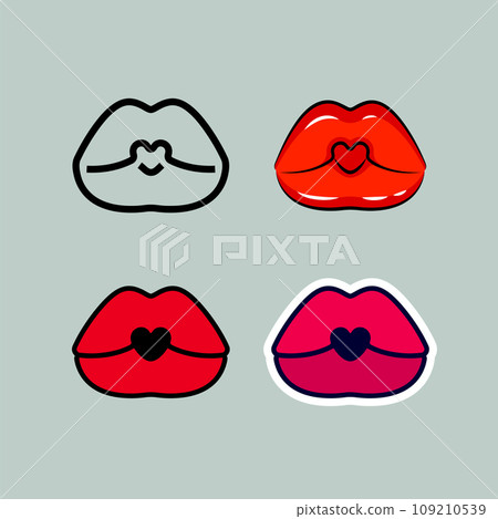 Sexy lips, female beautiful open mouth, set vector Illustration drawn in the simple and comics style 109210539