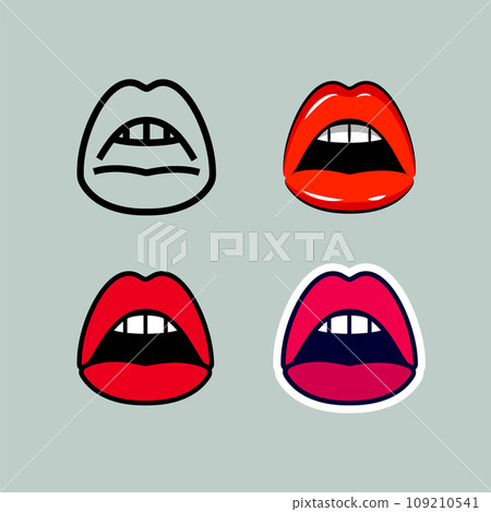 Sexy lips, female beautiful open mouth, set vector Illustration drawn in the simple and comics style Sexy lips, female beautiful open mouth, set vector Illustration drawn in the simple and comics style 109210541