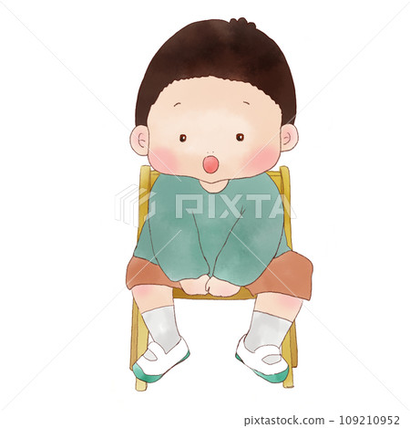 男孩坐在椅子上 109210952