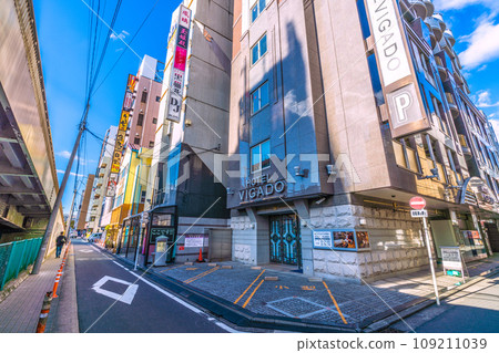 Yokohama cityscape in Japan, overlooking the hotel area around Yokohama Station 109211039