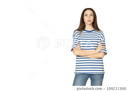PNG, girl in summer clothes, isolated on white background. 109211300