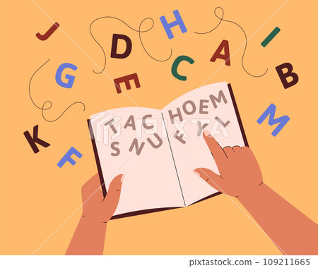 Reading difficulties Dysgraphia and Dyslexia, flat vector illustration isolated. 109211665