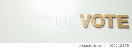 Word Vote from wooden letters on white background, space for text 109212176