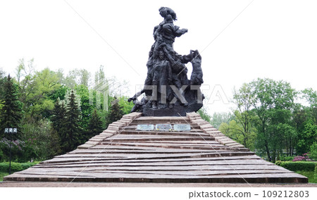 Kiev, Ukraine May 15, 2021: Memorial Babi Yar site of the Nazi mass executions of the civilian population of Roma, Jews and Soviet prisoners of war during World War II 109212803