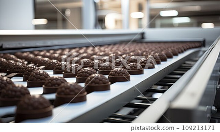 Sweets production process. Conveyor belt Sweets production process. Conveyor belt 109213171