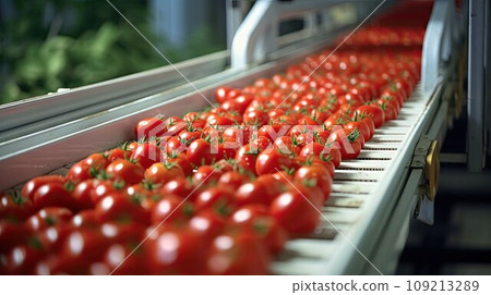 Conveyor belt detail loading tomatoes 109213289