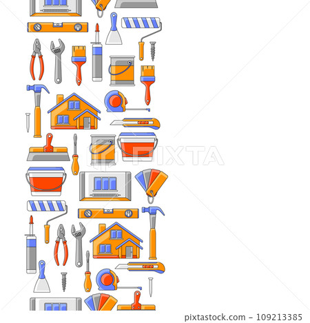 Pattern with repair working tools. Equipment for construction industry and business. Pattern with repair working tools. Equipment for construction industry and business. 109213385