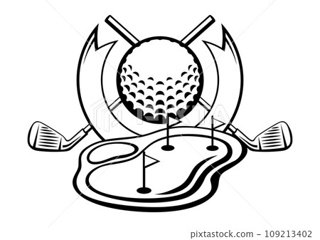 Emblem with golf symbols. Sport club label or emblem. Emblem with golf symbols. Sport club label or emblem. 109213402