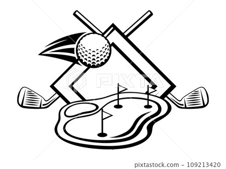 Emblem with golf symbols. Sport club label or emblem. 109213420