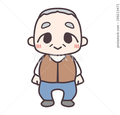 微笑老人變形迷你人物的全身插畫 微笑老人變形迷你人物的全身插畫 109213471