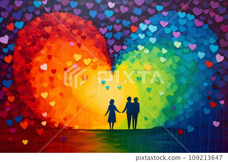 Valentines day, multicolor rainbow abstract heart design 109213647