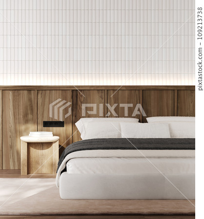 Luxury bedroom interior with minimal decor, Japandy style, 3d render Luxury bedroom interior with minimal decor, Japandy style, 3d render 109213738