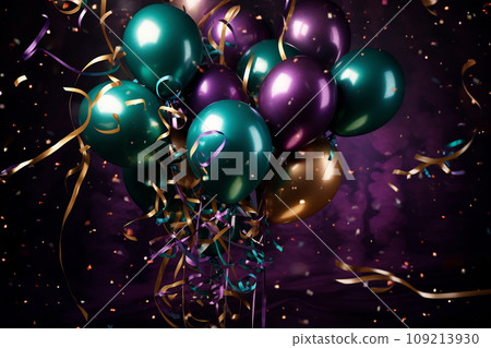 Mardi Gras balloons and sparkles Mardi Gras balloons and sparkles 109213930