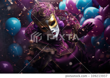 Mardi Gras balloons and sparkles 109213937
