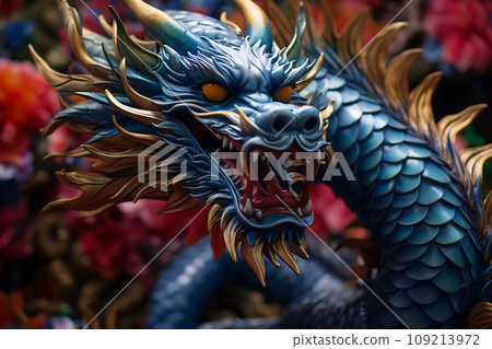 Blue Chinese Dragon symbol of 2024. Chinese New Year 109213972