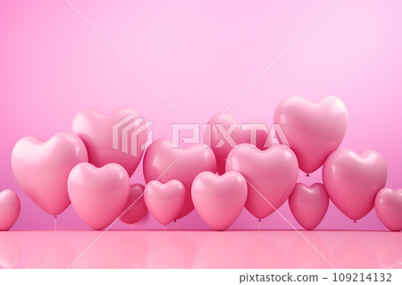 Heart shape pink balloons. Valentine's Day or Mother's Day elements against pink background Heart shape pink balloons. Valentine's Day or Mother's Day elements against pink background 109214132