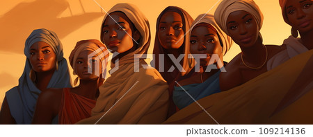 Black woman portraits. African American History or Black History Month concept Black woman portraits. African American History or Black History Month concept 109214136