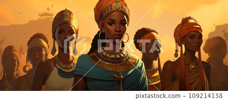 Black woman portraits. African American History or Black History Month concept Black woman portraits. African American History or Black History Month concept 109214138