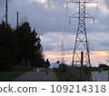 Steel tower and sunset walk 109214318