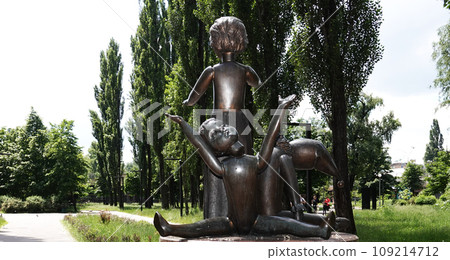 Kiev, Ukraine May 15, 2021: Memorial Babi Yar site of the Nazi mass executions of the civilian population of Roma, Jews and Soviet prisoners of war during World War II Kiev, Ukraine May 15, 2021: Memorial Babi Yar site of the Nazi mass executions of the civilian population of Roma, Jews and Soviet prisoners of war during World War II 109214712