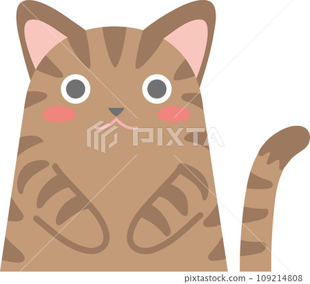 Cat illustration_Nyanko_Pheasant cat_Pheasant cat with its hands on its stomach 109214808