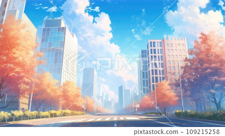 Autumn sunny office district_2 Generative AI 109215258
