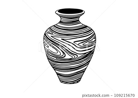 Set of ancient vase hand drawn ink sketch. Engraved style vector illustration. 109215670