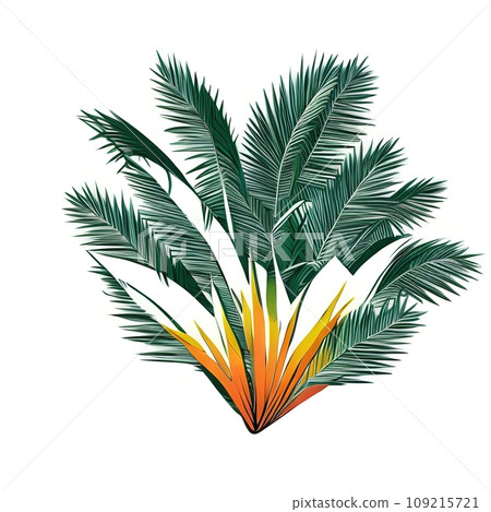 Isolated arrangement of fresh fruits and vegetables and leaves in illustrative style - Ai generated 109215721